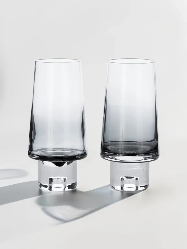Tank High Ball Glasses, Clear Glass Drinkware, Set of 2