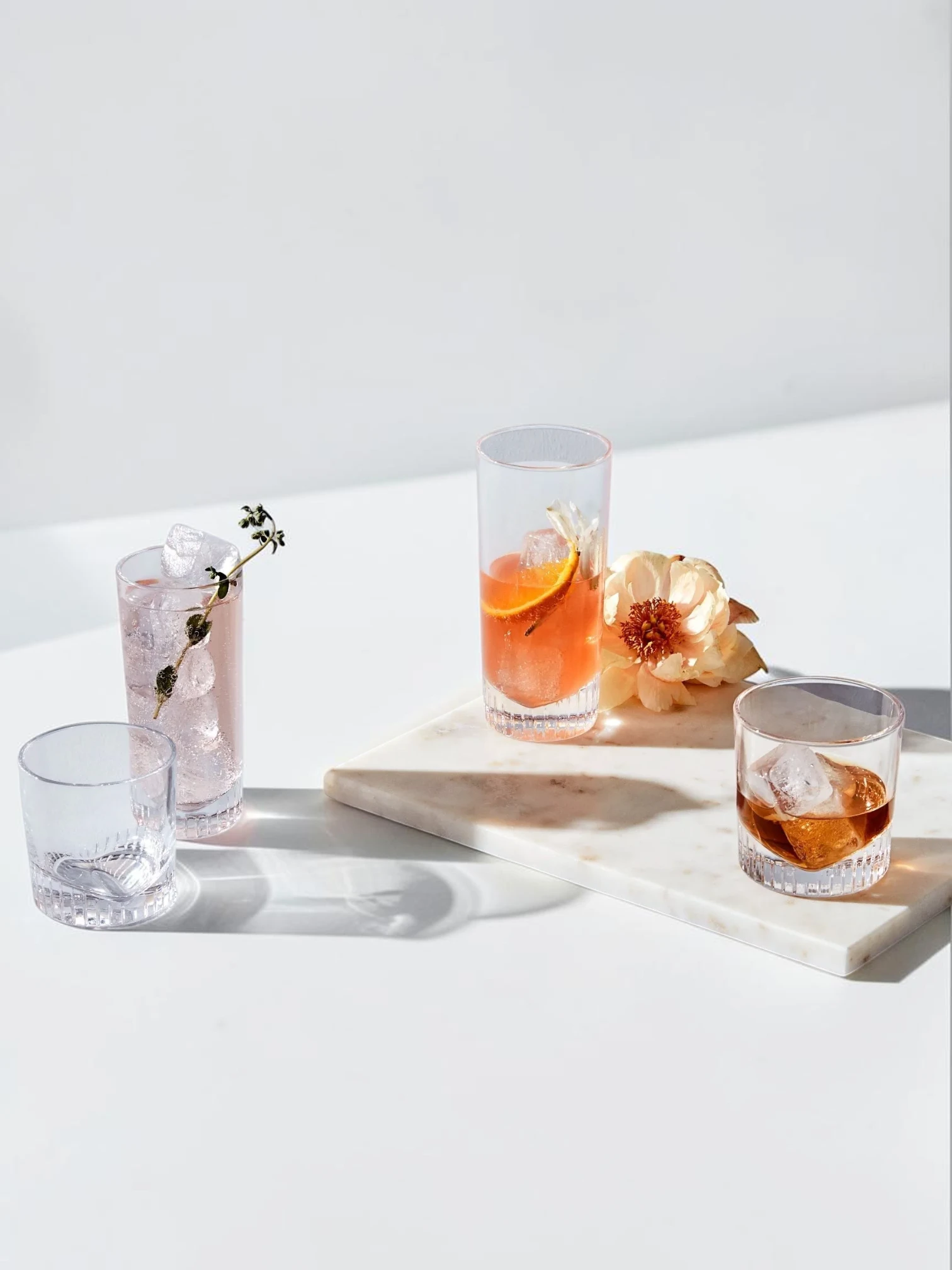 Caldera Highball Glass Set, Lead-Free Crystal, 4-Piece Vertical Cut Design - Image 6