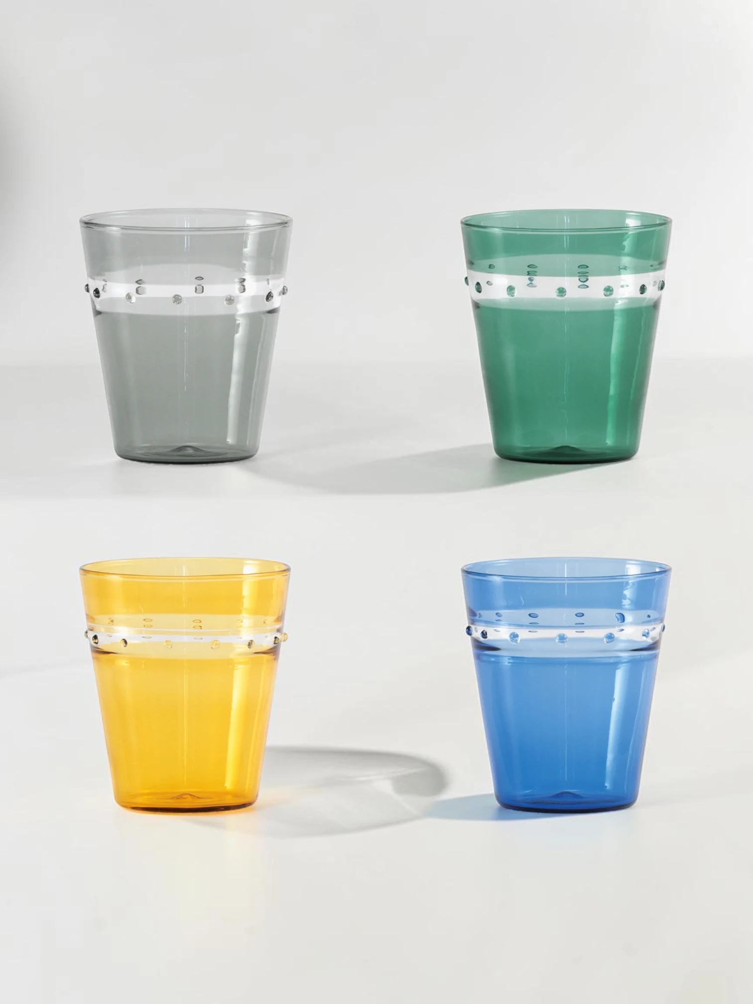 Pallini Tumbler Set, Borosilicate Glass, Stackable Colorful Glasses, 4-Piece - Image 2