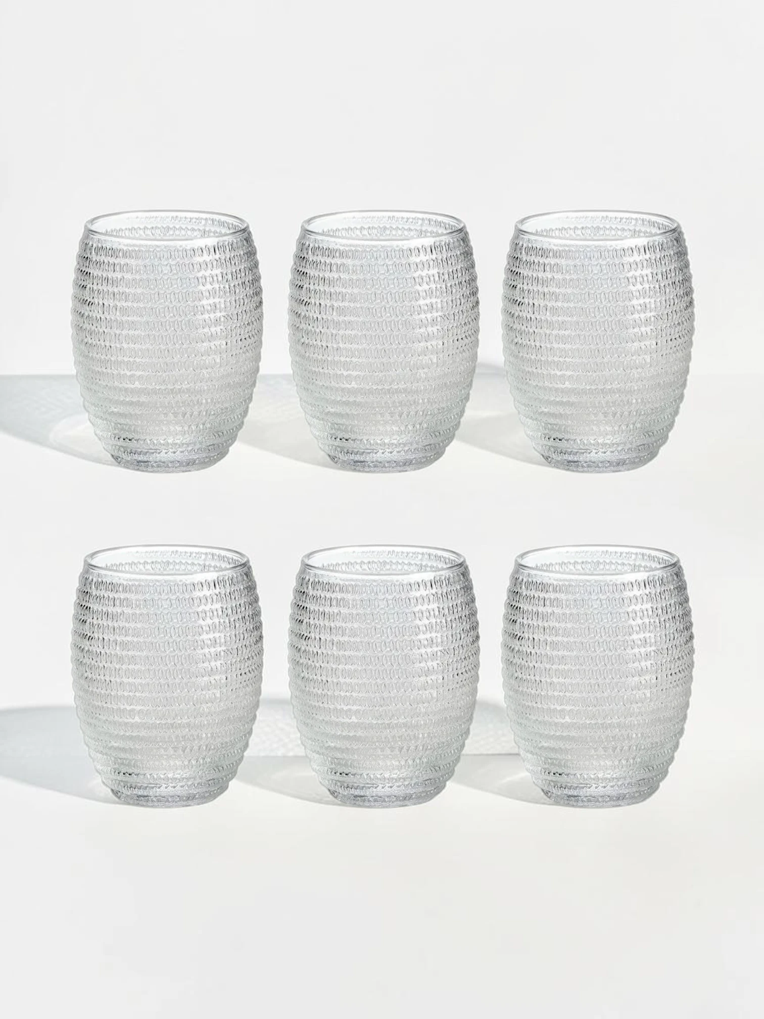 Helix Tumbler Set, Optic Design Glassware, 6-Piece Collection