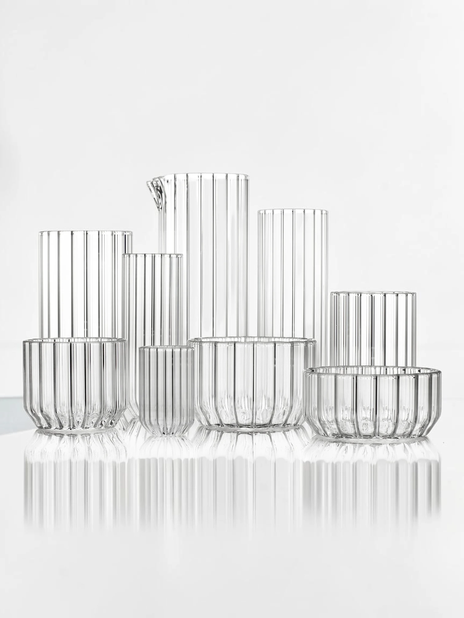 Espresso Shot Glass Set, Fluted Double-Walled Borosilicate Glass, 2-Piece - Image 5