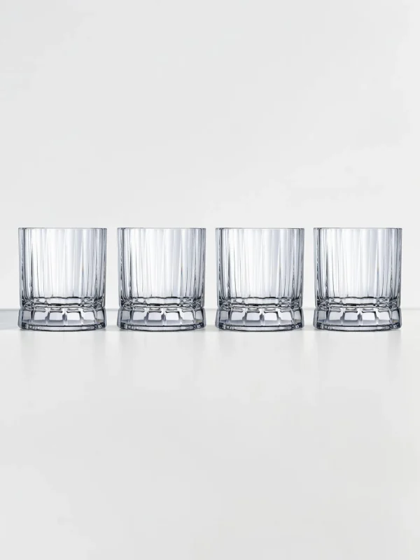 Wayne DOF Whiskey Glass Set, Lead-Free Crystal, 4-Piece Glassware