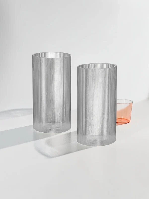 Circle Tumbler Glass Set, Crystal Drinking Glasses, Clear 2-Piece