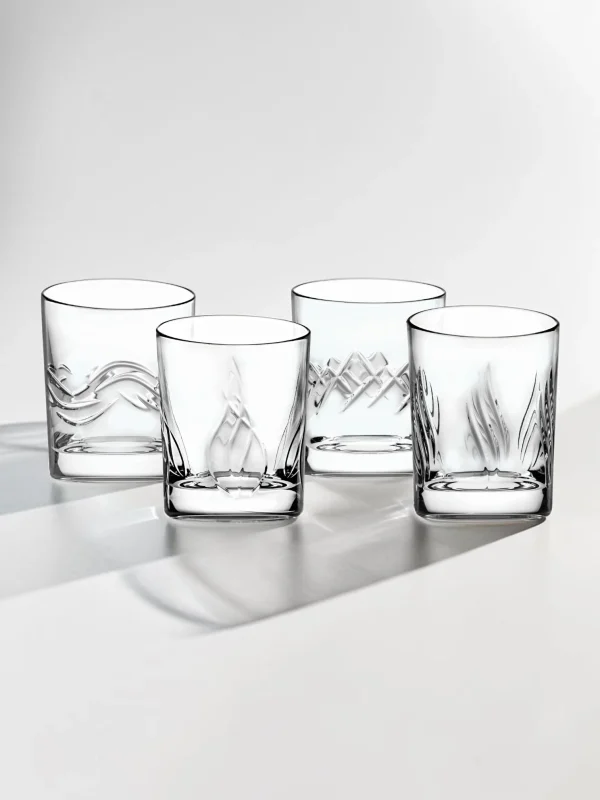 Heavy Base Old Fashioned Whiskey Glasses, 4-Piece Rocks Glassware Set