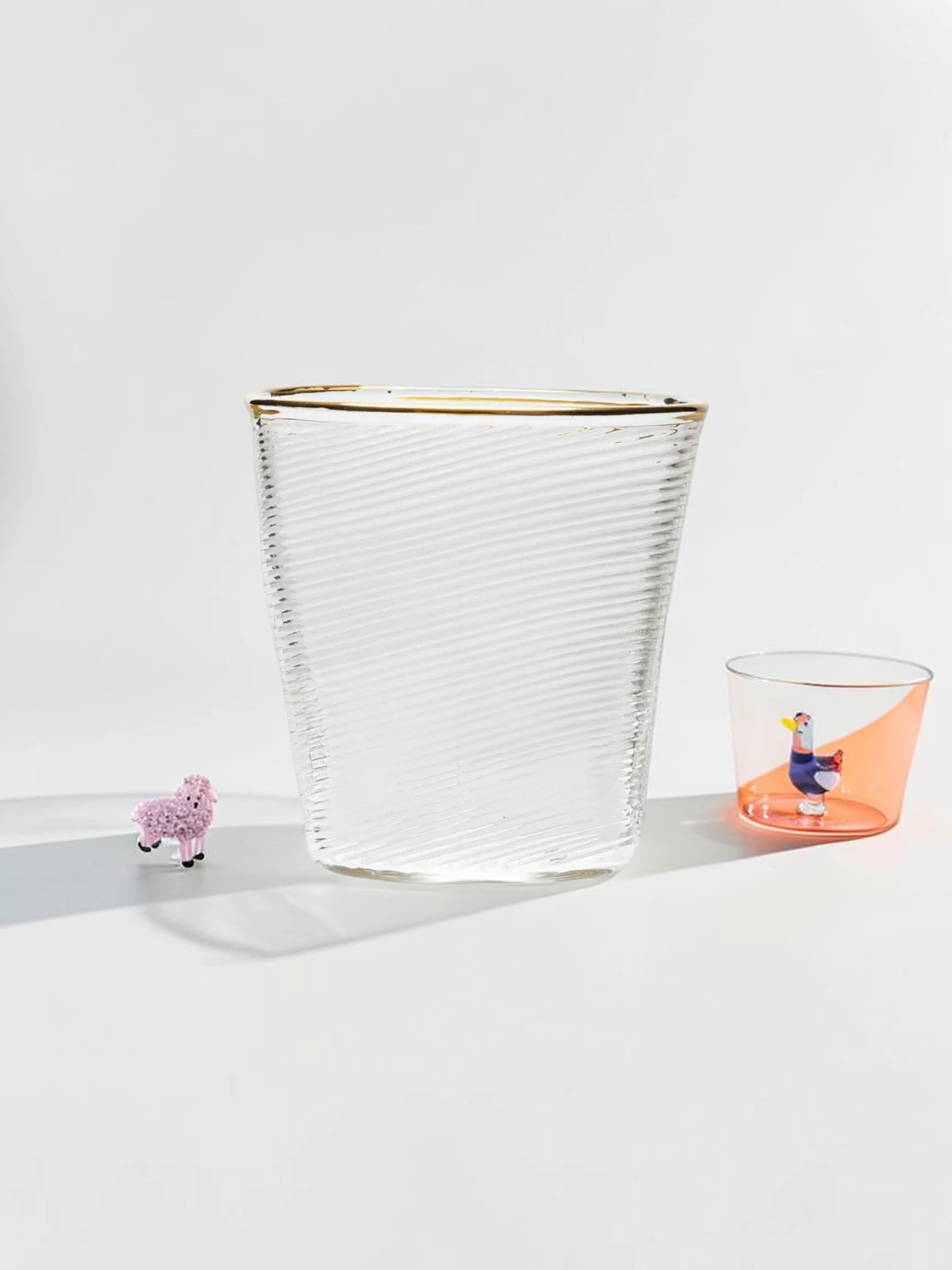 Distorted Pattern Water Glass Set, Eclectic Glassware, 2-Piece Collection - Image 5