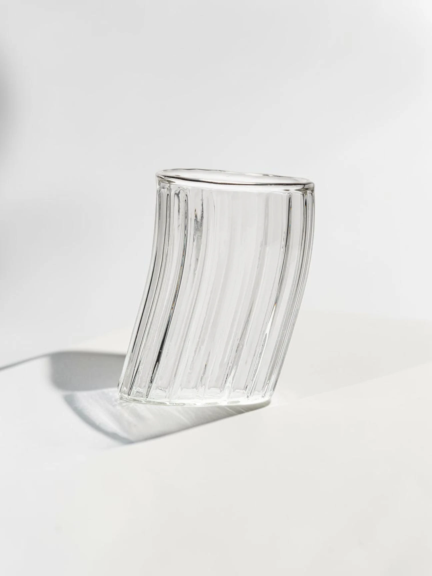 Distorted Pattern Water Glass Set, Eclectic Glassware, 2-Piece Collection - Image 4