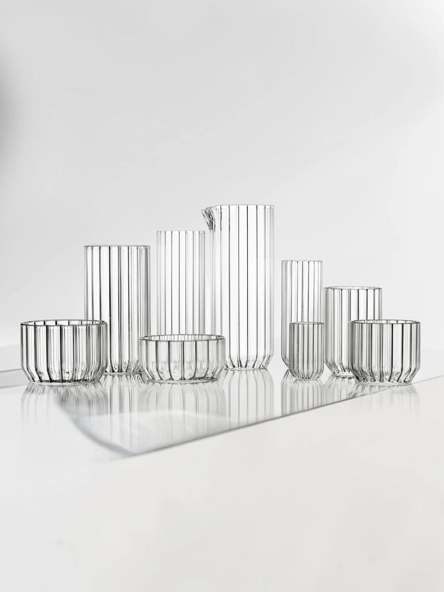 Espresso Shot Glass Set, Fluted Double-Walled Borosilicate Glass, 2-Piece - Image 4