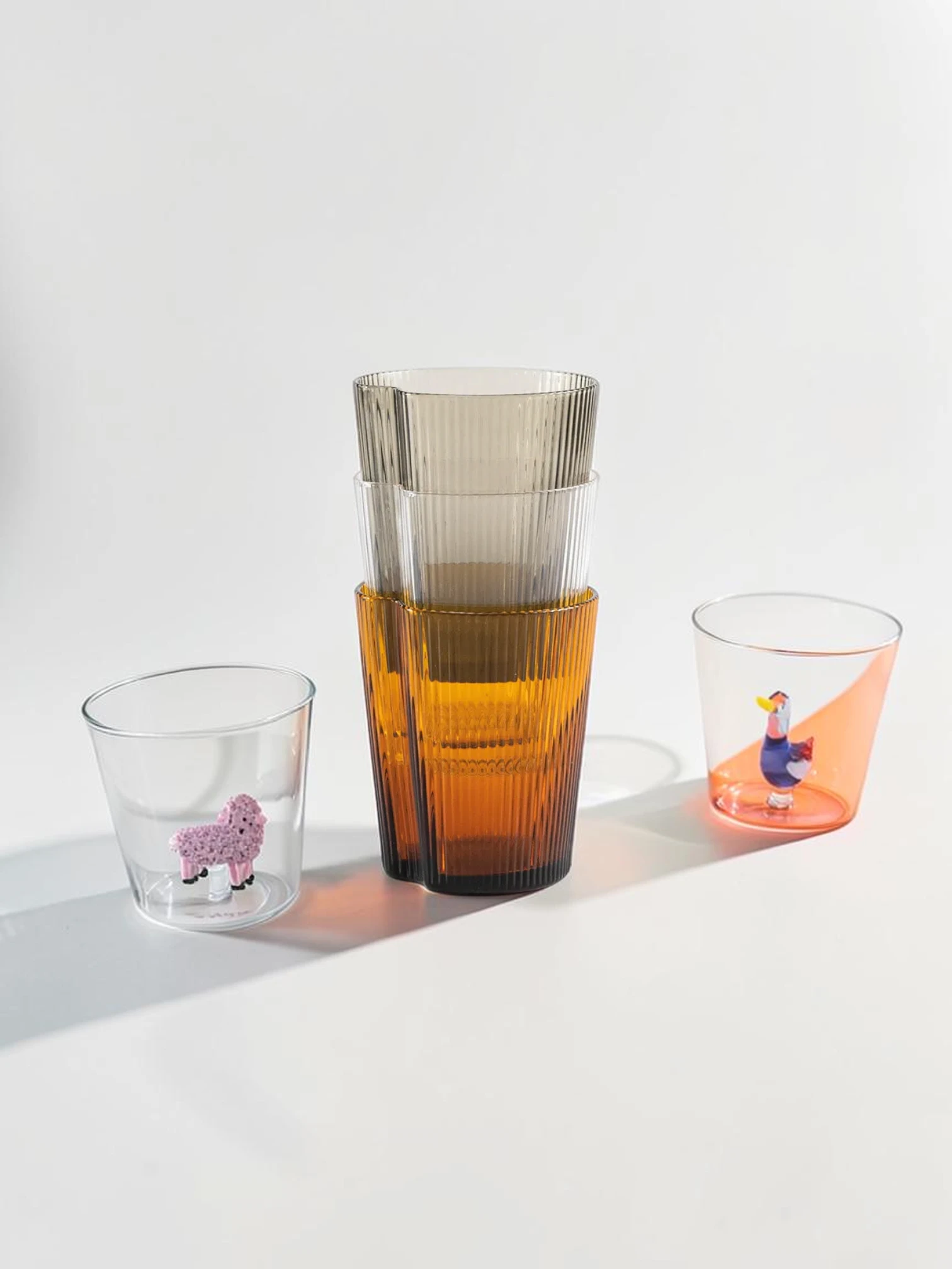 Handy Tumbler Set, Mass-Colored Glassware, 6-Piece Stackable Set - Image 9
