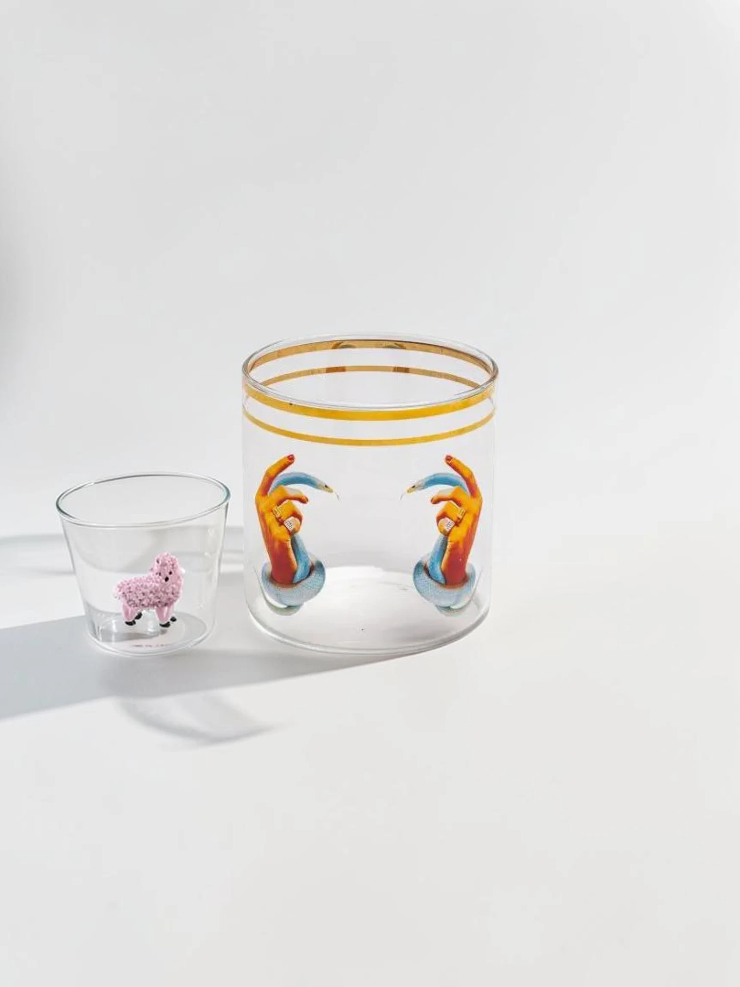 Eclectic Gold-Rimmed Retro Cocktail Glassware, Set of 2 - Image 2