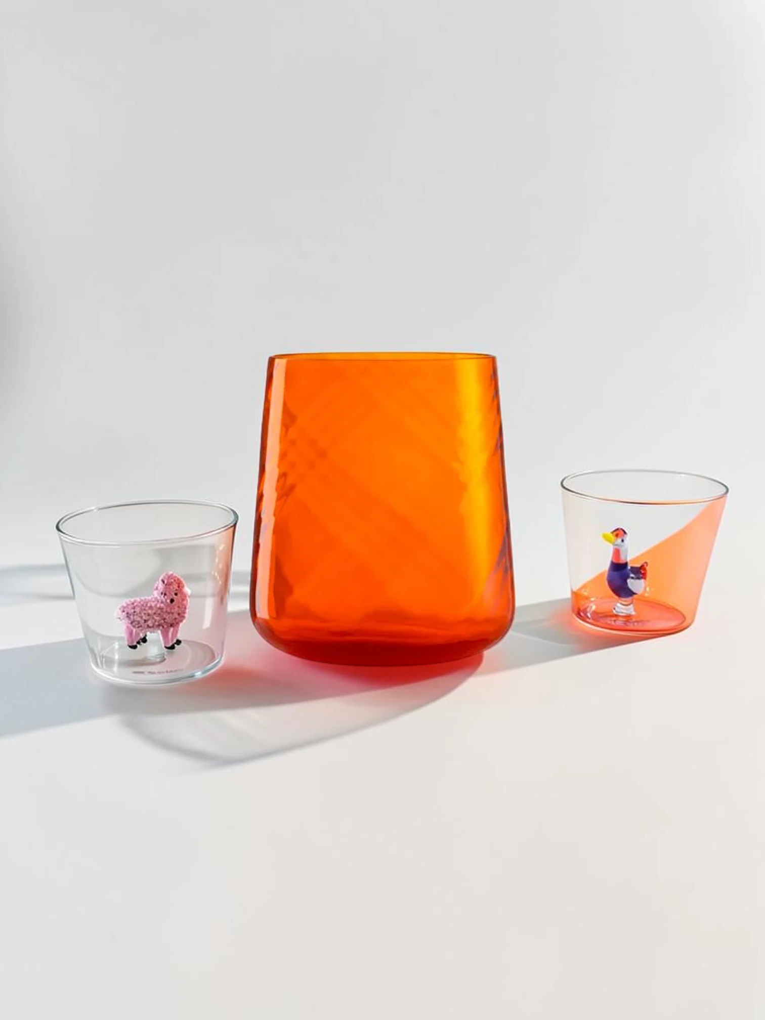 Madras Texture Tumbler, Heavy Base Glassware Set, Various Colors - Image 4