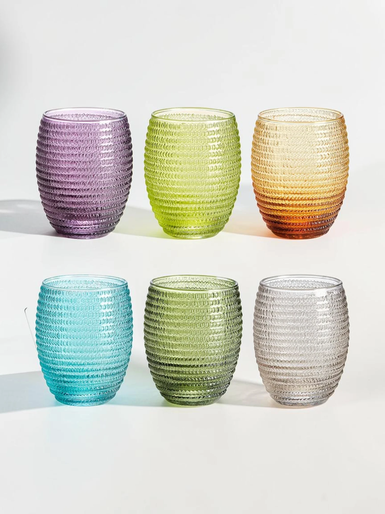 Helix Tumbler Set, Optic Design Glassware, 6-Piece Collection - Image 2