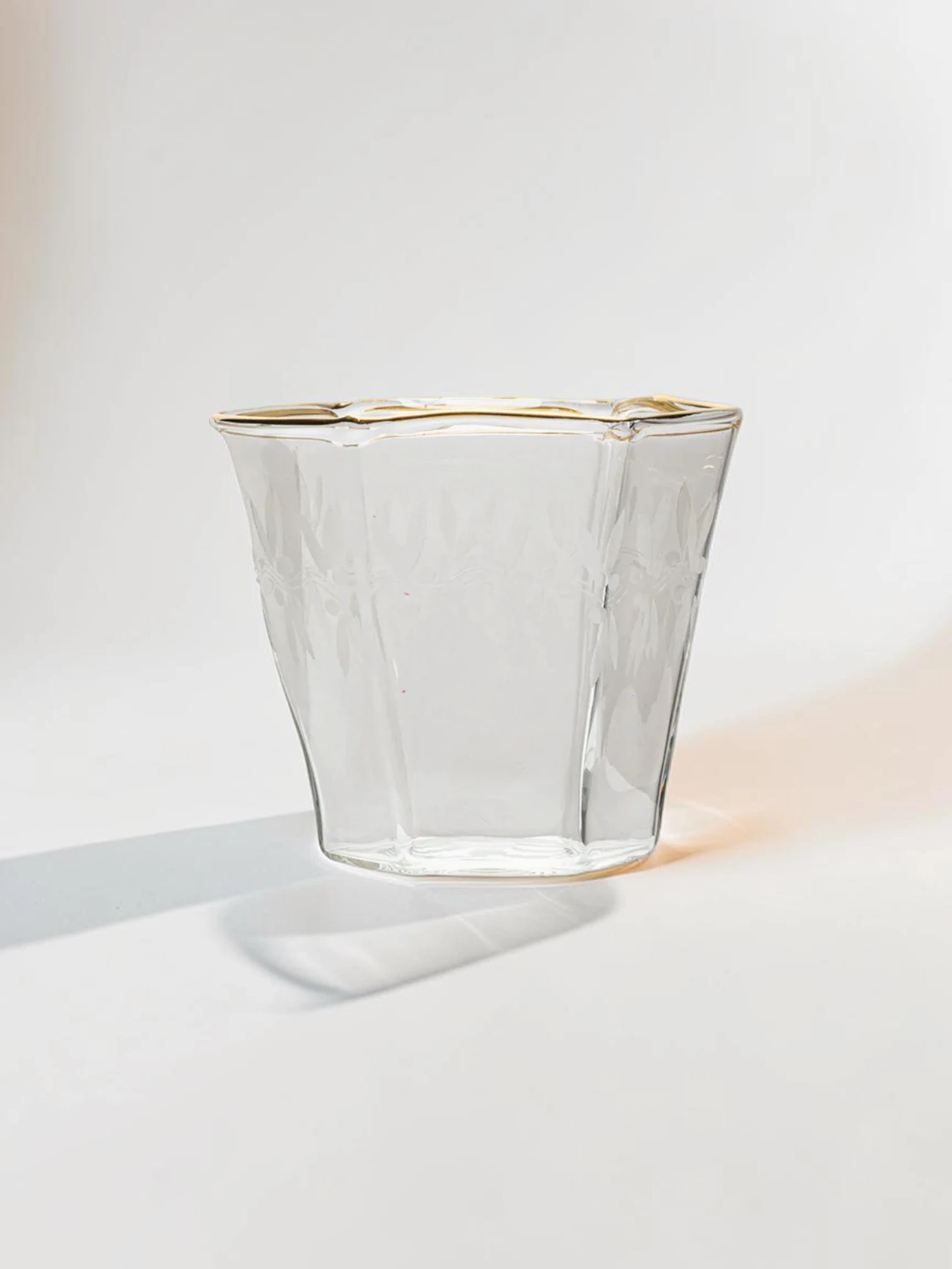 Distorted Pattern Water Glass Set, Eclectic Glassware, 2-Piece Collection - Image 2