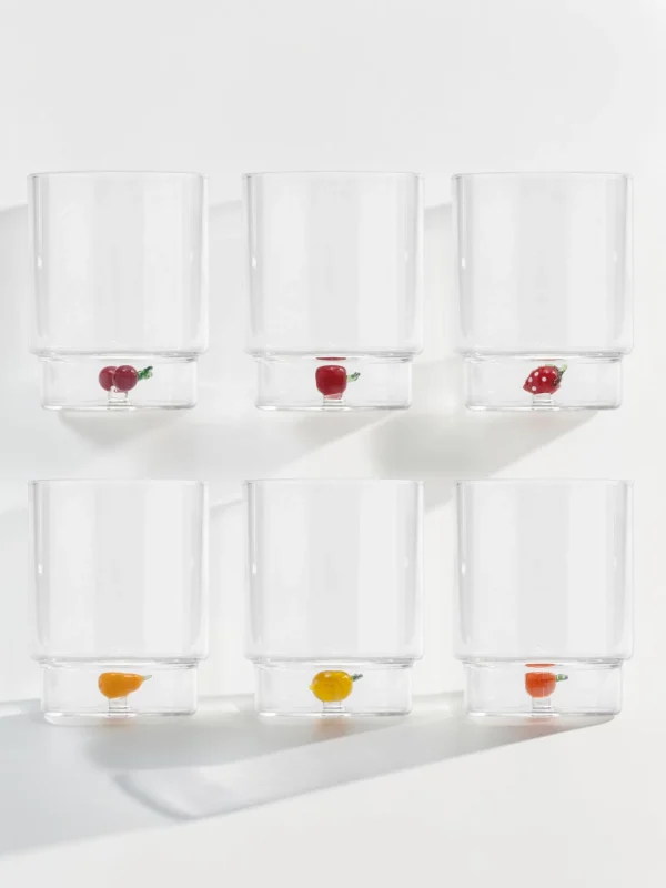 Teca Frutta Tumbler Set, Double-Walled Borosilicate Glass, 6-Piece