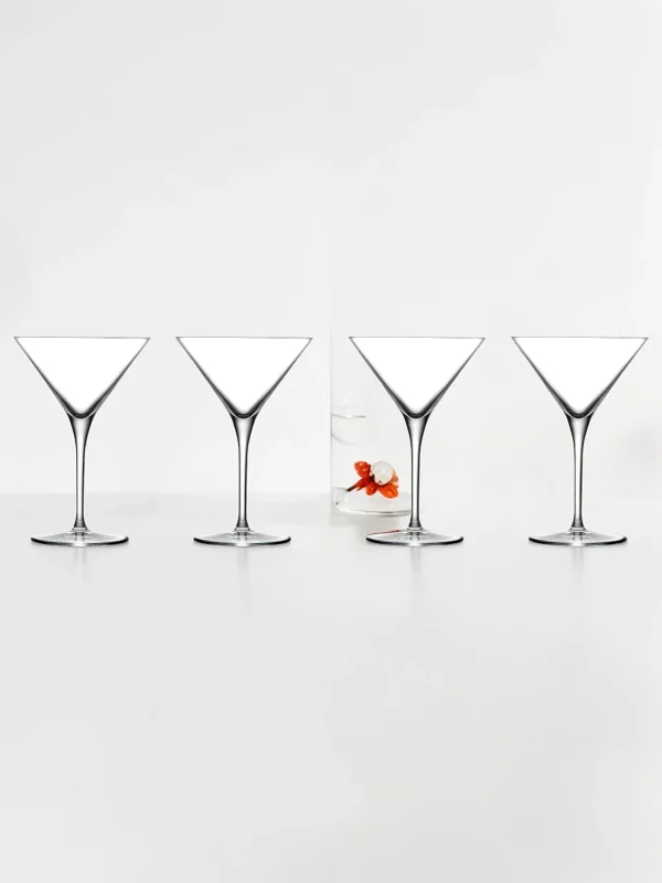 Vintage Martini Glass Set, Lead-Free Crystal Stemware, 4-Piece Collection
