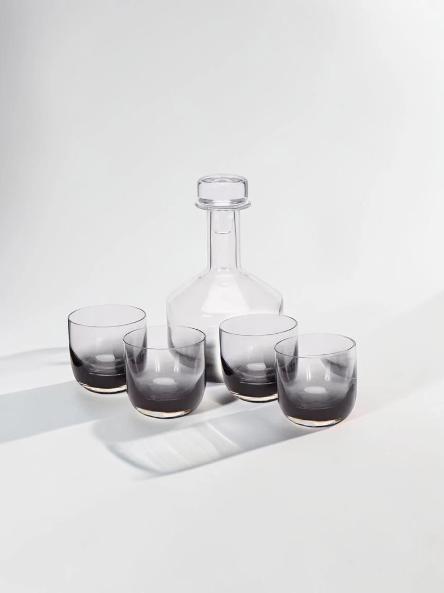 Tank Whiskey Decanter and Glass Set, Black Glass with Copper Detailing - Image 2