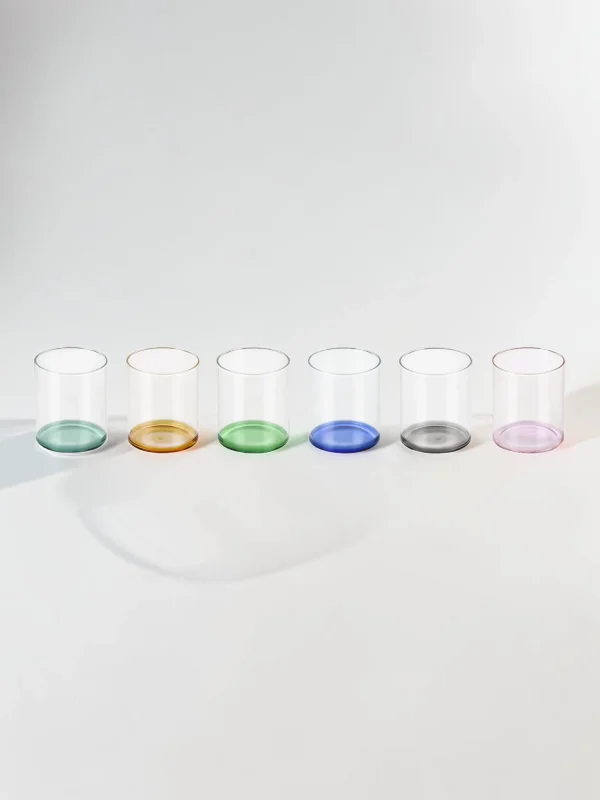 Fondale Assorted Tumbler Set, Heavy Base Glass, Set of 6, Oceanic Design