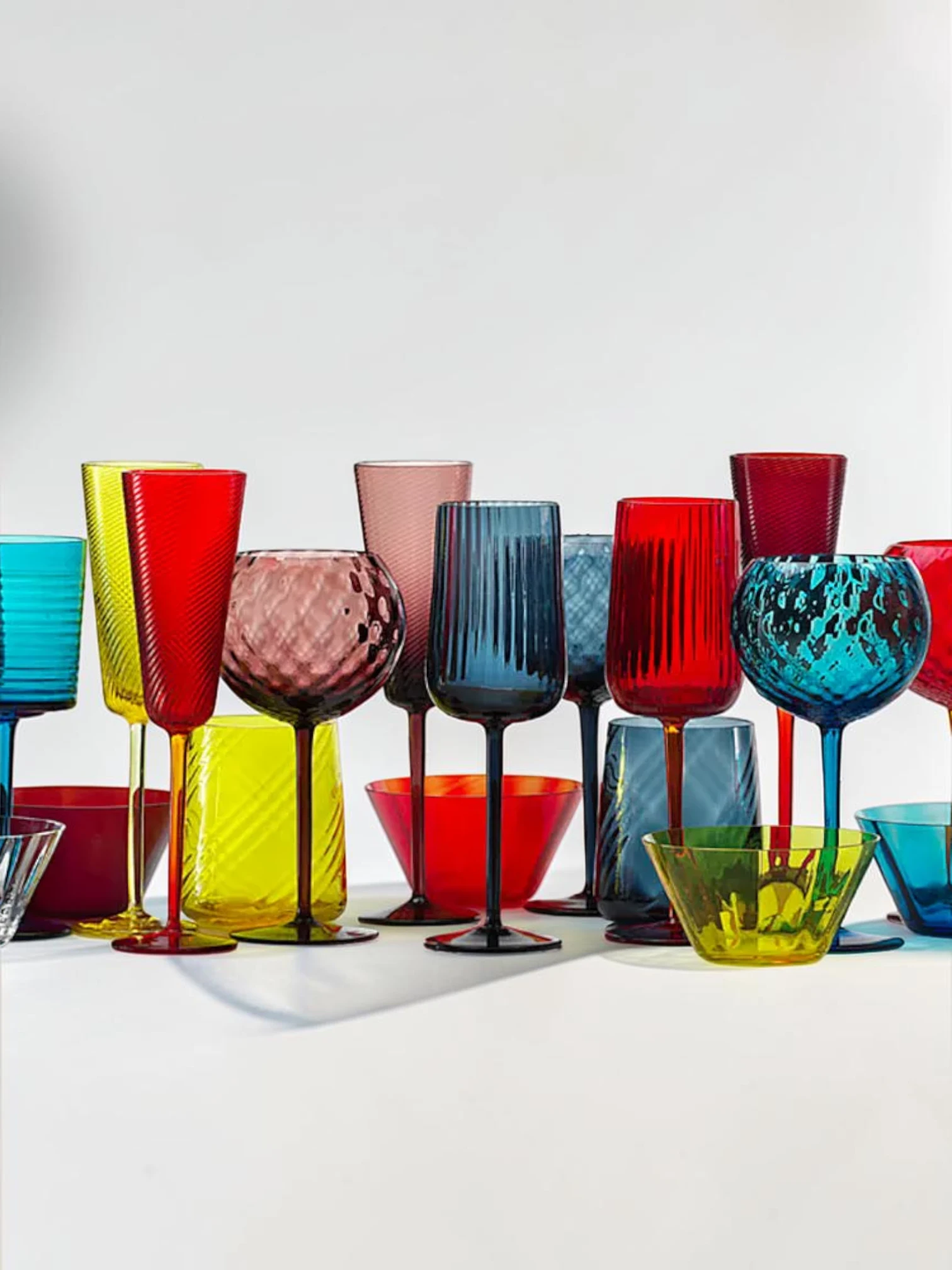 Madras Texture Tumbler, Heavy Base Glassware Set, Various Colors - Image 10