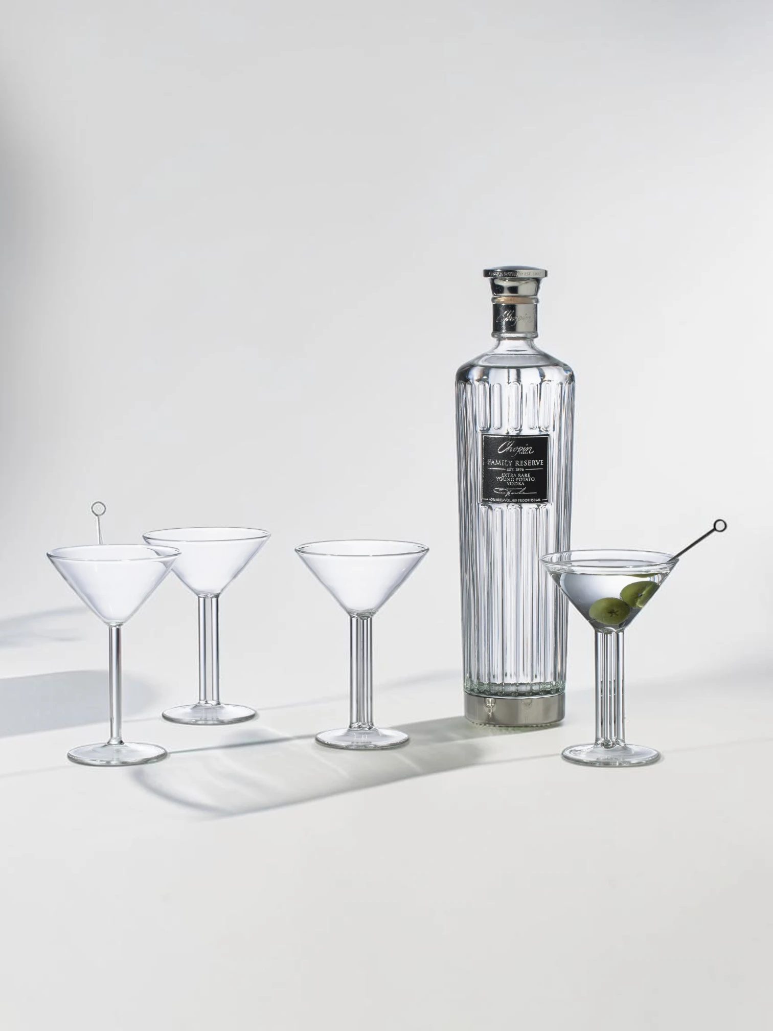 Mini Martini Glass Set, Clear Crystal, 4-Piece Vintage Collection - Image 3
