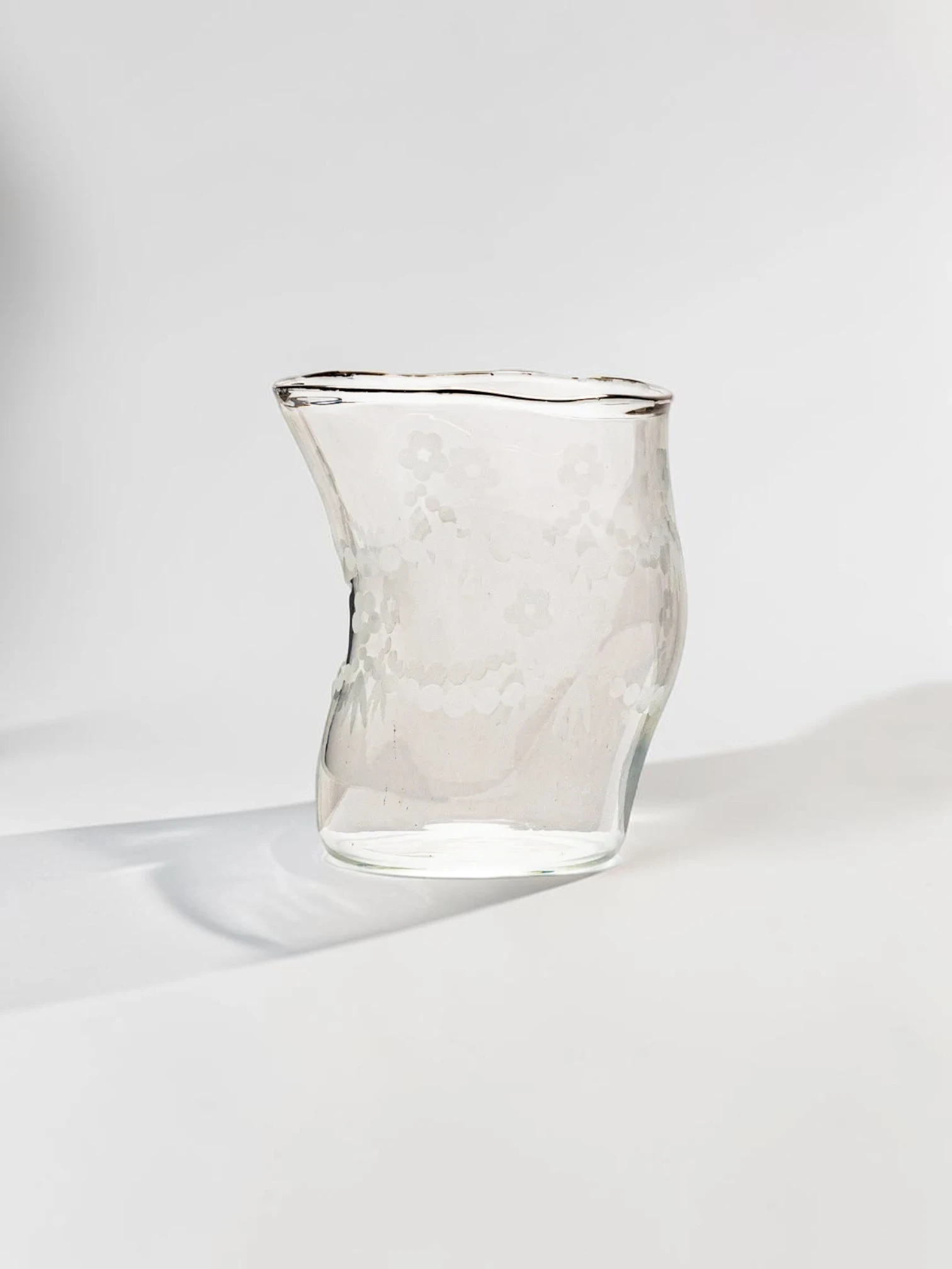 Distorted Pattern Water Glass Set, Eclectic Glassware, 2-Piece Collection - Image 6