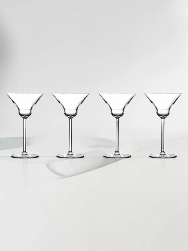 Vintage Rounded Martini Glass Set, Lead-Free Crystal, 4-Piece Collection