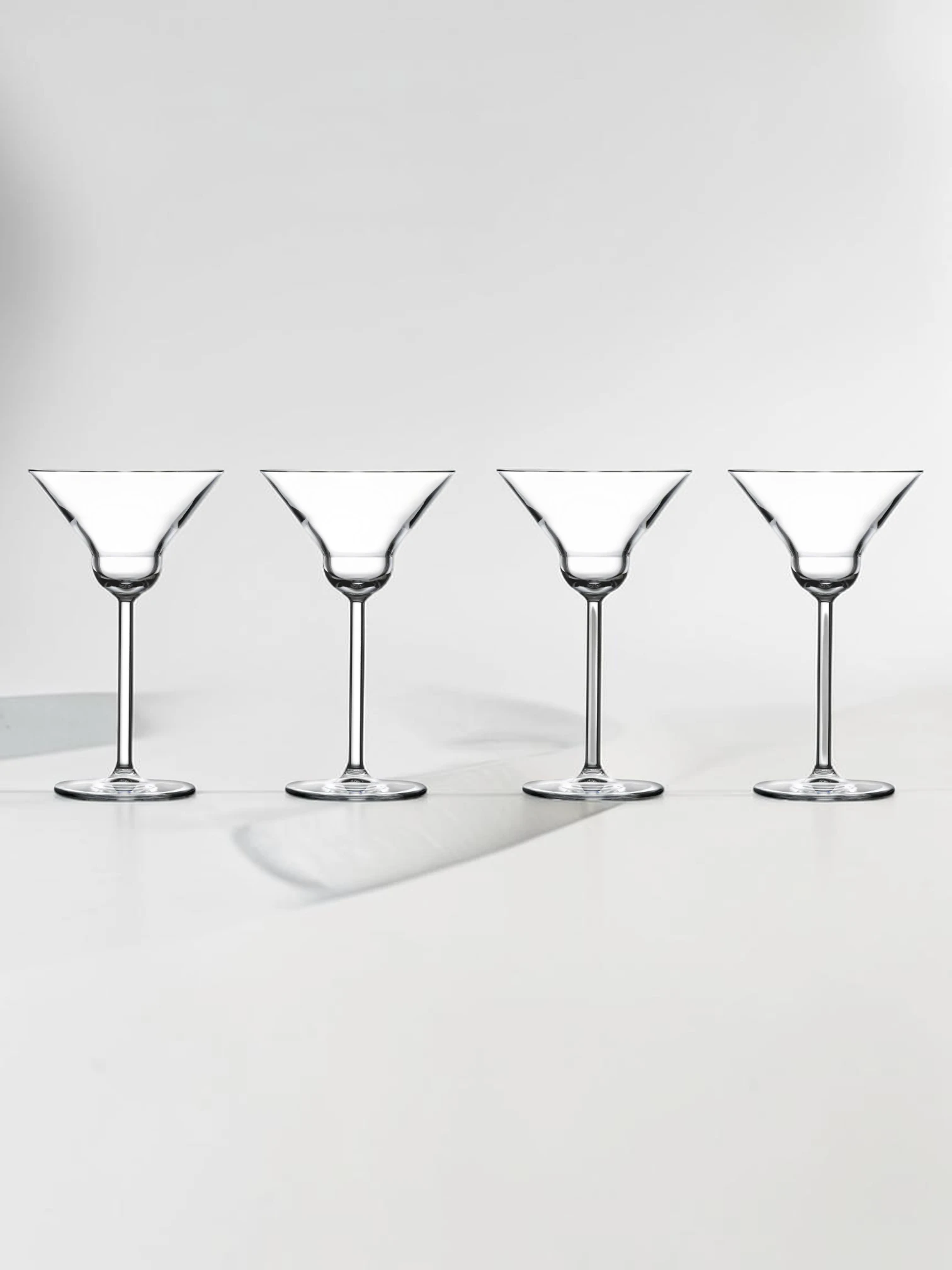 Vintage Rounded Martini Glass Set, Lead-Free Crystal, 4-Piece Collection