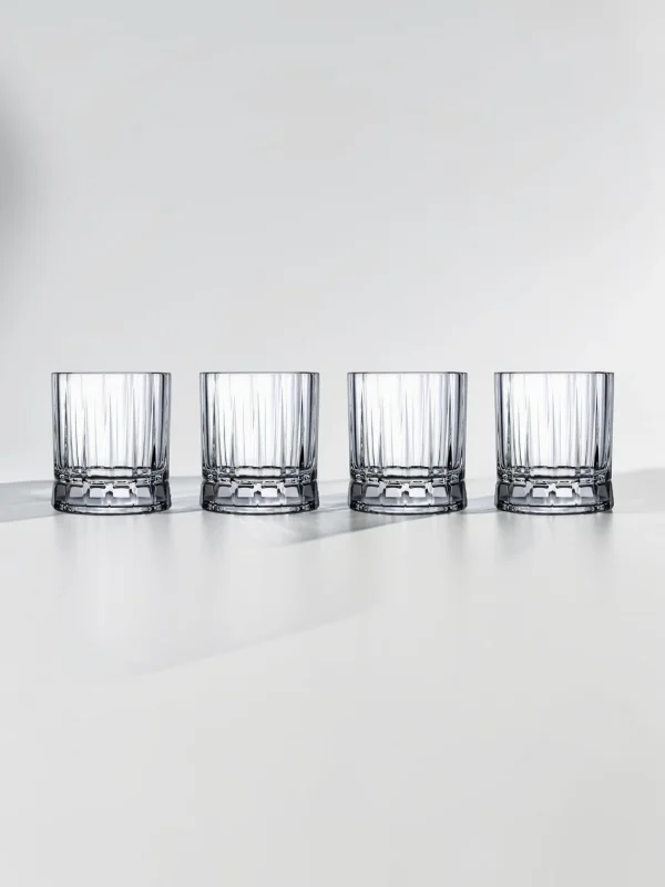 Wayne Whiskey Glasses Set, Lead-Free Crystal Tumblers, Clear 4-Piece