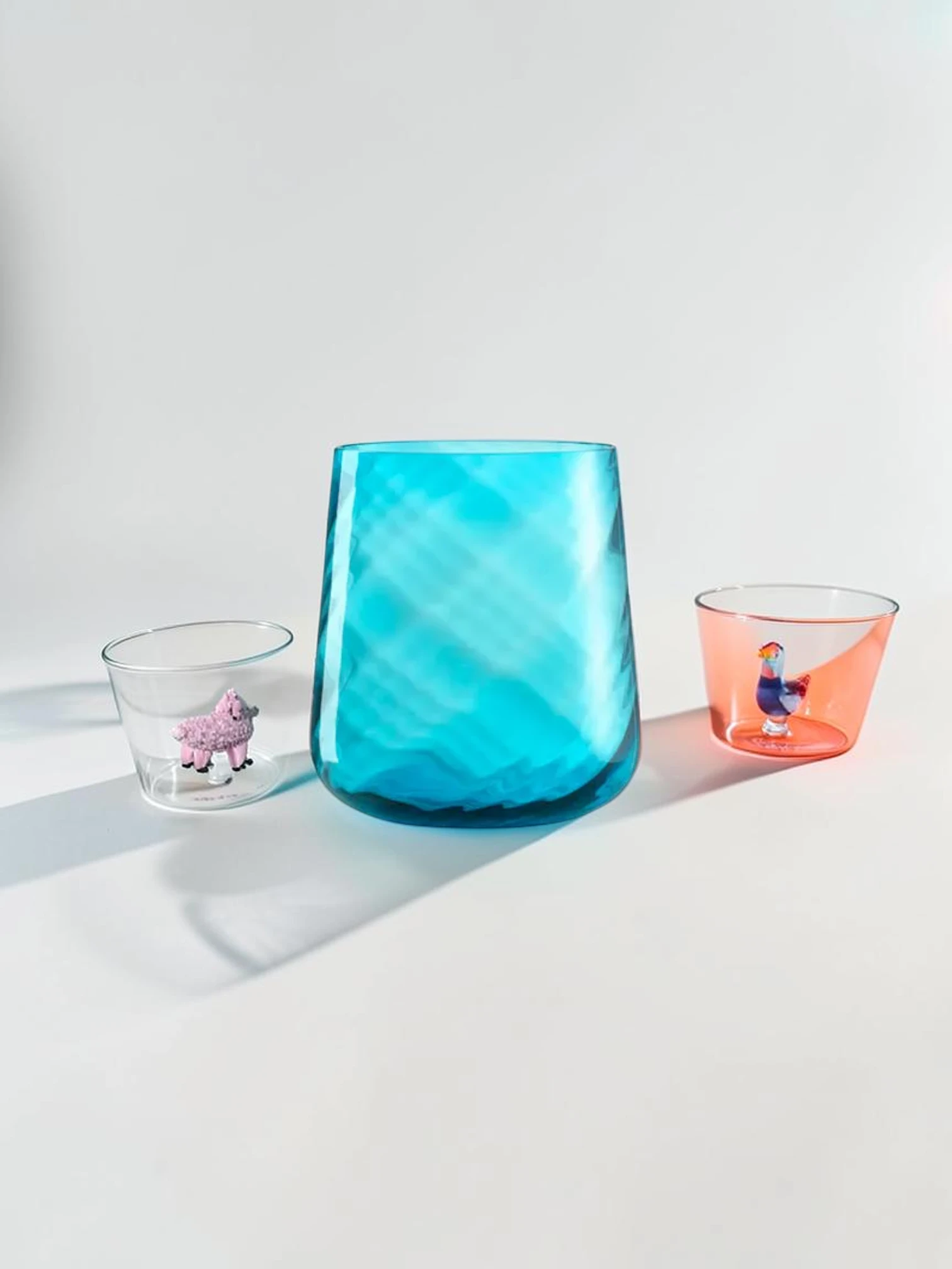 Madras Texture Tumbler, Heavy Base Glassware Set, Various Colors - Image 6