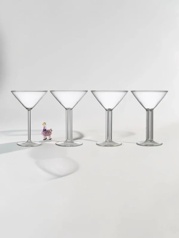 Mini Martini Glass Set, Clear Crystal, 4-Piece Vintage Collection