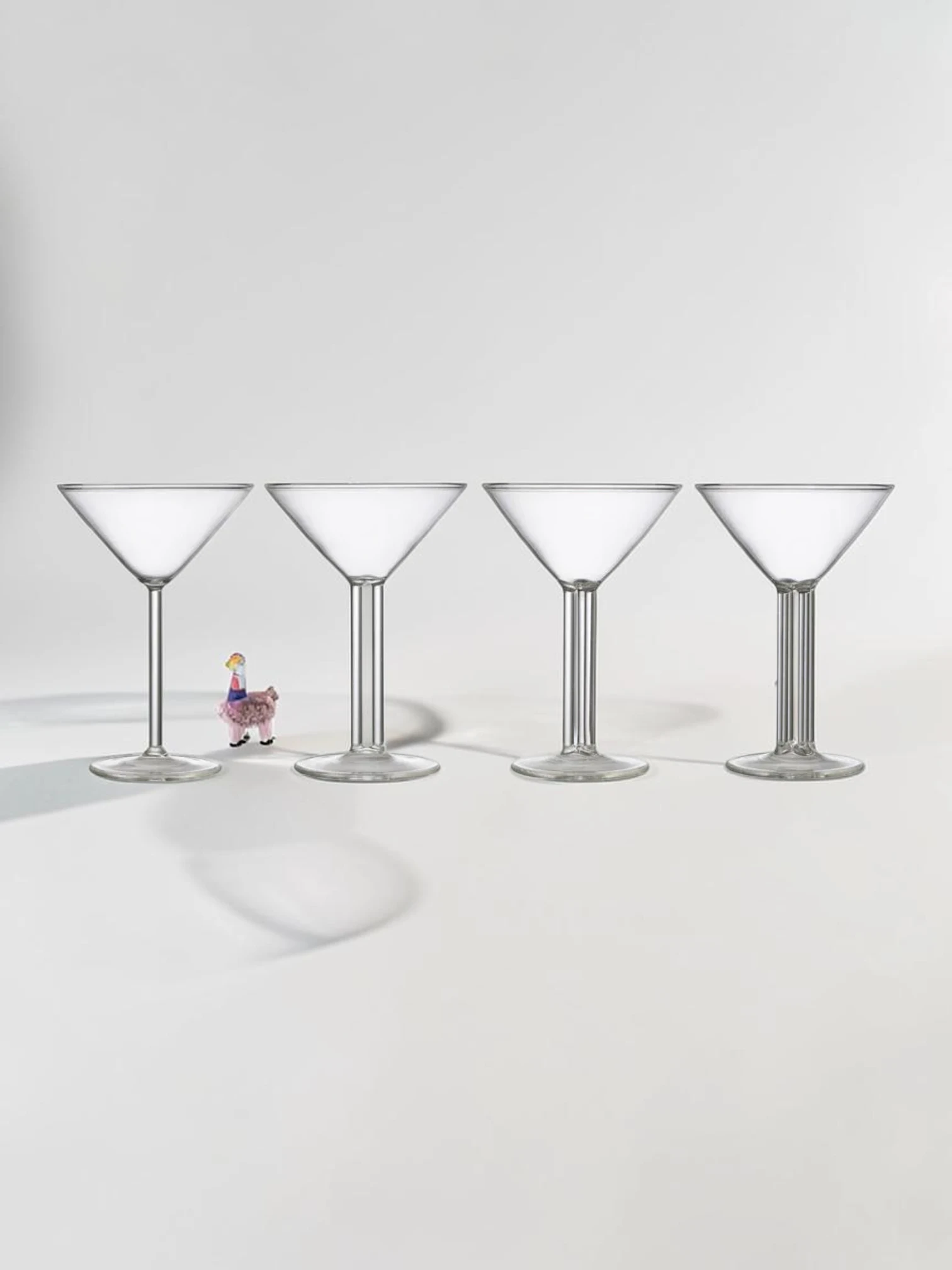 Mini Martini Glass Set, Clear Crystal, 4-Piece Vintage Collection