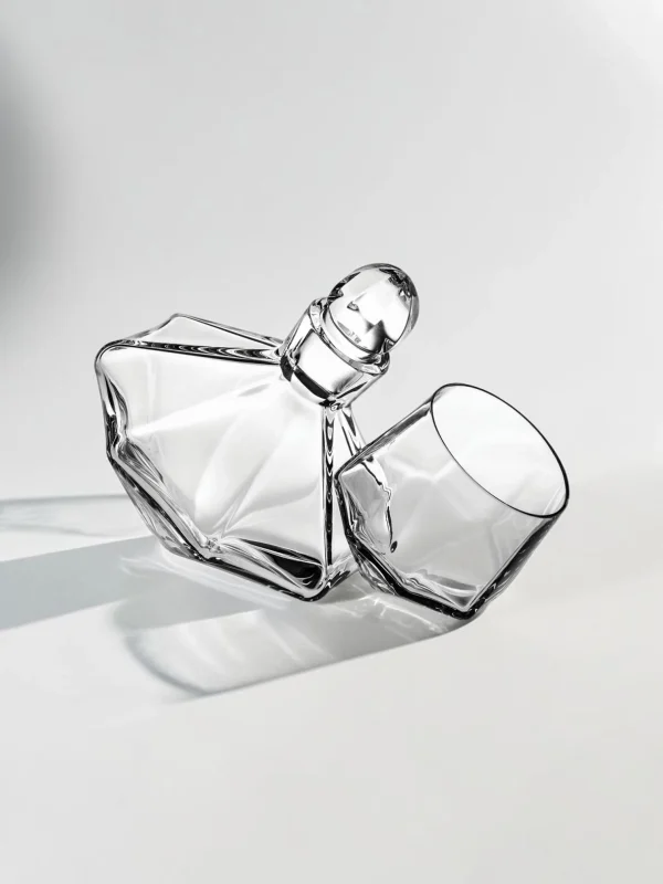 Carousel Bar Set, Crystal Whiskey Decanter and Old Fashioned Glasses