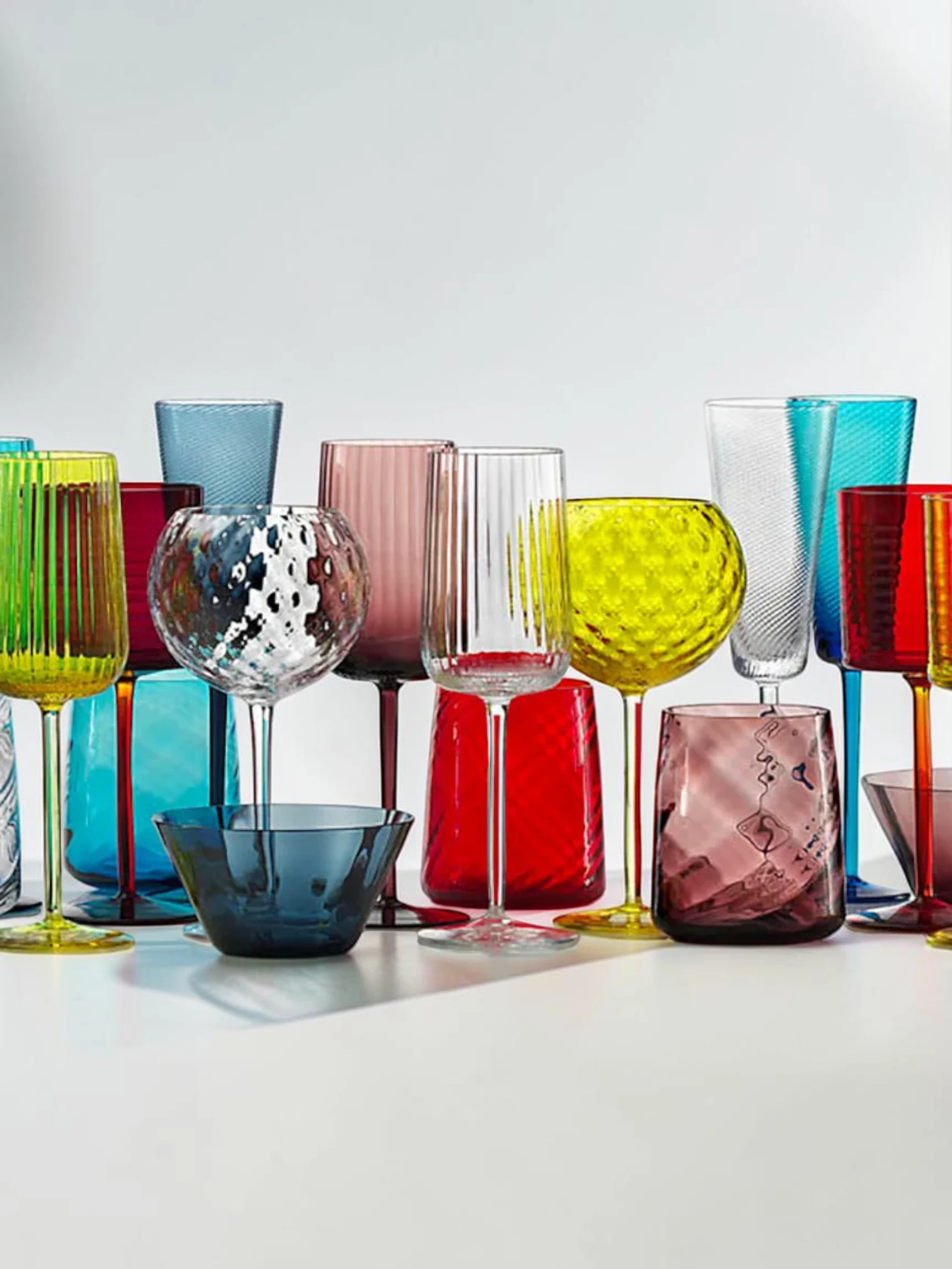 Madras Texture Tumbler, Heavy Base Glassware Set, Various Colors - Image 11